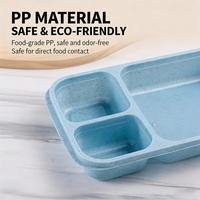 Boîte de rangement alimentaire en plastique écologique à 3 compartiments, résistante aux fuites, compatible micro-ondes, avec couvercle, boîte à lunch bento