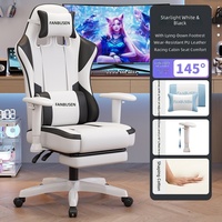 Chaise de jeu ergonomique inclinable en cuir synthétique avec hauteur réglable, cadre en acier inoxydable, rotation à 360 degrés pour salle de jeux