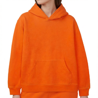 Sweat-shirt à capuche orange surdimensionné personnalisé avec logo, en molleton 100 % coton, style streetwear pour homme, coupe décontractée