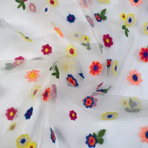 100% Polyester Tulle Lưới Vải Cho Hàng May Mặc Ladies Dresses Stretch Thêu Lưới