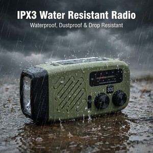 Portable Emergency Radio BT <b>Speaker</b> Hand Crank Solar Power Bank SOS Alarm IPX3 Tactical Grade global HD AM FM NOAA WB radio - Product Image 5