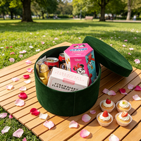 Boîte à fleurs ronde en velours avec logo personnalisé, boîte cadeau de luxe en deux parties, haut et bas, pour roses, bouquets et arrangements floraux