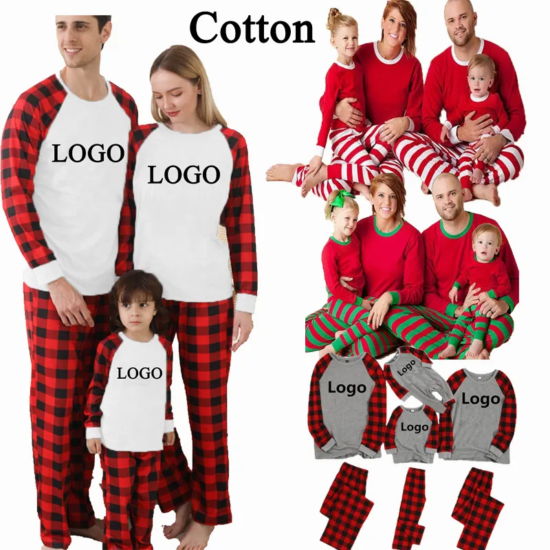2022 Pjs Weihnachts pyjamas Sets pjs Custom Print Erwachsene Onesie Baumwolle Kinder Baby kleidung Passende Familien weihnachts pyjamas