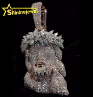 Pendentif Tête de Jésus Personnalisé 2,5 Pouces, Bijou Iced Out en Argent 925, Breloque Iced Out, Pendentif Hip Hop Moissanite, Bijou de Rappeur