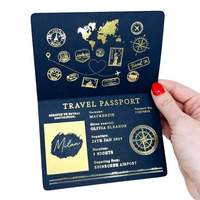 Couverture de passeport en carton Cat God, design globe, passeport vierge imprimé sur mesure, carnet de passeport, service d'impression de passeport bleu