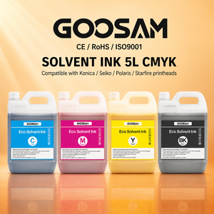 Tinta Ecológica Inodora GOOSAM, 5L CMYK 4 Colores para Cabezales de Impresión Konica Polaris 25PL 35PL 42PL, Señalización Exterior - Product Image 1