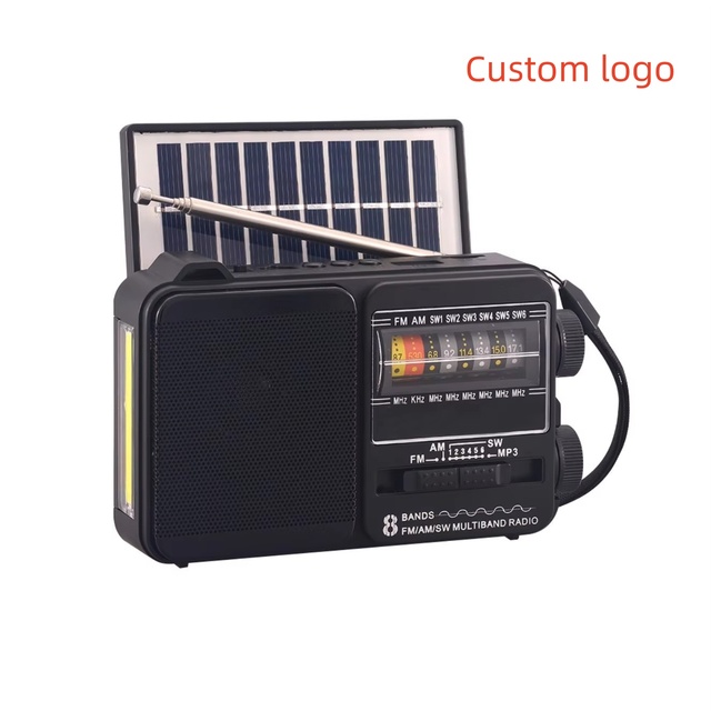 Retro Emergency Multi-band Solar Radio with BT Flashlight Card Slot Rechargeable for Outdoor Use