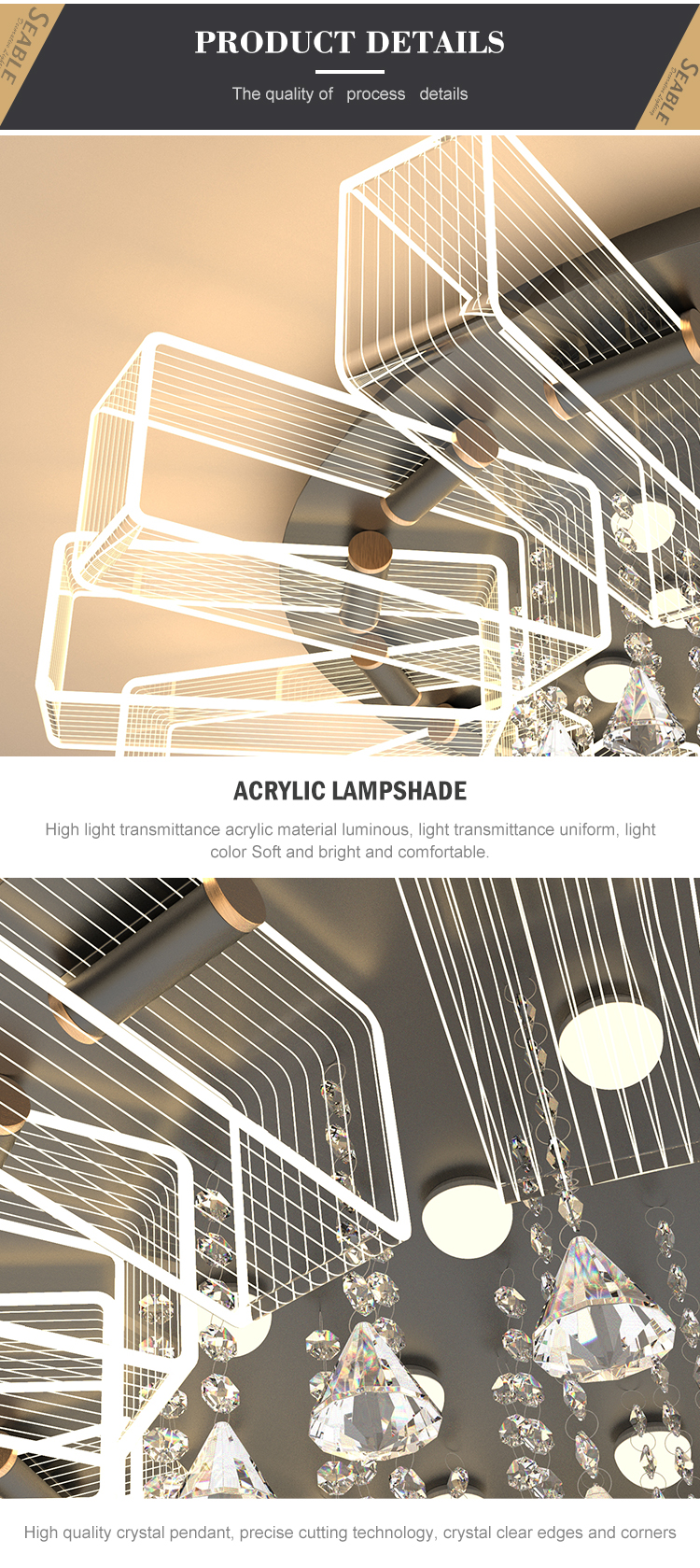 High Quality Indoor Luxury Decoration Acrylic Bedroom Living Room Modern LED Ceiling Lamp