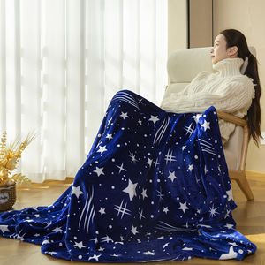 High Quality 100% Polyester Star Sky Print Knitted <b>Fleece</b> Bed <b>Blankets</b> Plain Style Winter Sublimation Throws for Home Use - Product Image 1