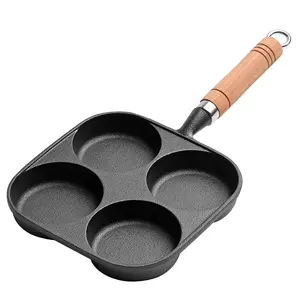 4-Holes Frituur Pot Verdikte Omelet Pan Antiaanbakei Pannenkoek Biefstuk Koken Ei Ham Pannen Dual Purpose Kookgerei Pan