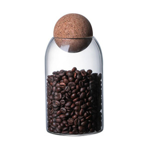 Pot de stockage de grains de café, cylindre en verre avec couvercle en bois, récipient hermétique pour café et thé - Product Image 4