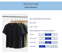 T-shirt unisexe 210G Cool Touch, 70% coton 30% polyester, respirant, extensible, col rond, uni, personnalisable avec logo, tailles S-5XL