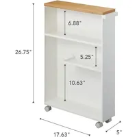 Chariot utilitaire de salle de bain mince avec poignée-étagère de rangement support organisateur étroit acier taille unique blanc