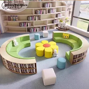 Sofá Creativo de Diseño Moderno y Simple con Forma Irregular, Material de Madera, para Sala de Lectura, Biblioteca, Escuela, Jardín de Infancia, Librería - Product Image 3