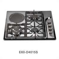 Table de cuisson encastrable en verre trempé 3 brûleurs gaz et 1 plaque électrique, fabriquée en Chine