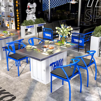 Ensemble table et chaises de style industriel/rétro résistant à la corrosion pour restaurants, restaurants de hot pot, restaurants coréens de barbecue et restaurants de brochettes