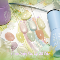 20 Warna 2 Gratis Spring Cat Eye Gel Polish Bebas TPO Bebas HEMA Pastel Magnetic Shimmer Gel untuk Seni Kuku Salon Alami