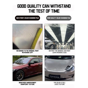 Rollo de película de envoltura de coche de PVC azul con sombra metálica PET brillante autoadhesivo de alta calidad de 1,52x18m para protección de pintura corporal - Product Image 5