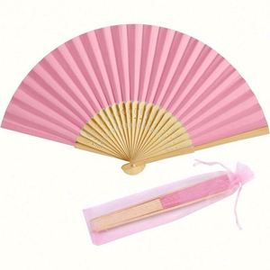 พัดจีนแบบพับได้ งานศิลปะพื้นบ้าน ทำจากไม้ไผ่ ขนาด 33 ซม. ของขวัญงานแต่งงาน แกะสลัก ใช้สำหรับโฆษณาและโปรโมชั่น พับมือทำ สวยงามโดดเด่น - Product Image 1