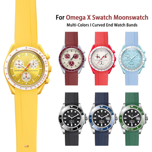Nouveau design, bracelet de montre incurvé de 20 mm, bracelet de montre en caoutchouc imperméable à l'eau, tendance, pour <span class=keywords><strong>Omega</strong></span> X <span class=keywords><strong>Swatch</strong></span> <span class=keywords><strong>Moonswatch</strong></span> - Product Image 3