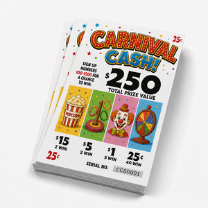 Boletos de rasca y gana personalizados CMYK de papel estucado con números de serie variables para ferias y eventos de recaudación de fondos - Product Image 3