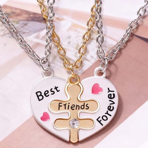 Collana in Lega di Zinco con <span class=keywords><strong>Lettere</strong></span> e Cuore Patchwork, Design Moda Europeo-Americano, per Migliori <span class=keywords><strong>Amiche</strong></span>, da Donna - Product Image 2