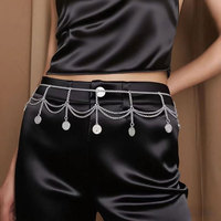 Chaîne de taille ethnique exotique avec pampilles en pièces de monnaie, style bohème gitan, ceinture ajustable pour la danse du ventre et les spectacles sur scène