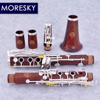 MORESKY Rosewood Professional Clarinet 18-Key Bb Silver Plated Nickel Silver Surface Customizable M121 Mopane Body