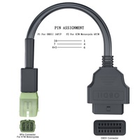 Conector OBD2 de 16 pines para motocicleta, Cable Obd de diagnóstico, Cable de extensión de diagnóstico Obd2 de PTFE para automóvil electrónico
