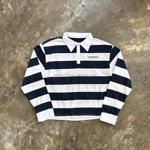 Chemise à manches longues personnalisée, t-shirt décontracté surdimensionné à manches longues, chemise de rugby rayée, chemise polo, chemises de créateur pour hommes, vente en gros - Product Image 3