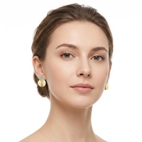 Boucles d'oreilles clous tendance minimalistes et élégantes en argent sterling 925 micro-pavé CZ double couche pour femme, motif disque géométrique