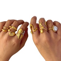 Bague ajustable Gaovo en acier inoxydable PVD texturé, motif aile de papillon, style INS, bijou fantaisie pour femme, cadeau