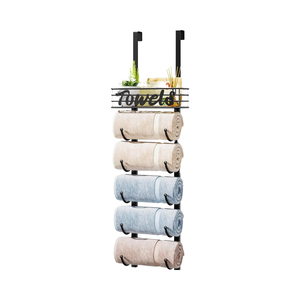 Modern Eco-friendly Bathroom <strong>Towel</strong> Rack Holder 6-Tier Floor Mounted Rolled <strong>Towel</strong> Storage Organizer Metal Shelf Basket - Product Image 1