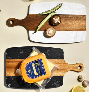 <span class=keywords><strong>Planche</strong></span> à <span class=keywords><strong>découper</strong></span> en bois d'acacia de <span class=keywords><strong>marbre</strong></span> de conception classique avec poignée pour hacher les fruits de pain de fromage de viande dans la cuisine ou à la maison - Product Image 5