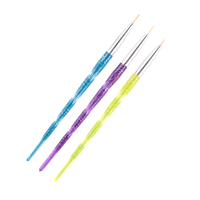 Outil de manucure à manche en marbre Pinceau d'art d'ongle français Pinceau à double extrémité pour l'art d'ongle Stylo à pointiller Acrylique Dessin Pinceau de peinture en gel UV strass