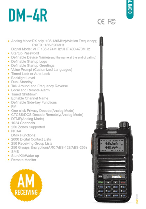 Iradio DM-4R 5W Analog Radio - Reliable Two-Way Communication