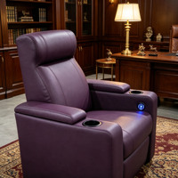 Fauteuil inclinable pour salon, fauteuil rembourré avec porte-gobelet et repose-pieds extensible pour home cinéma