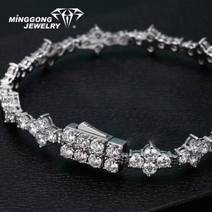 Pulsera <span class=keywords><strong>de</strong></span> Diseño Tenis con Cruz <span class=keywords><strong>de</strong></span> Moissanita S925 para <span class=keywords><strong>Hombre</strong></span> y Mujer, 8mm, Estilo Hip Hop, Pasa la Prueba del Diamante, Producto Nuevo - Product Image 2
