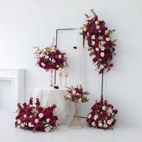 Centre de table en fleurs artificielles bordeaux pour tissu de soie, de haute qualité, durable, style vintage, pour mariage et événements