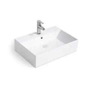 AIDI bagno in ceramica bianco quadrato singolo foro sopra il bancone lavabo artistico di montaggio