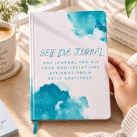 Carnet de bien-être émotionnel personnalisé A6 avec couverture en papier aquarelle bleu, impression couleur, reliure rigide et marque-page