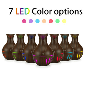Wood Grain Aroma Diffuser 130Ml USB Powered Home <b>Humidifier</b> With Colorful Lights Vase Shape For Small Room - Product Image 2
