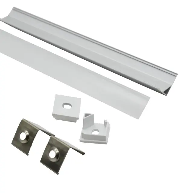 Perfil Led de aluminio para esquinas y armarios, 16x16mm, con cubierta difusora para hacer iluminación de perfiles de aluminio