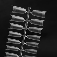 Faux ongles artificiels ultra fins pré-mat, longs, ronds, ovales, en gel souple, demi-couverture, avec ligne de positionnement, Nadeco Wholesales