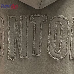 Người Đàn Ông Của Trống Nặng Dệt Kim 100% Polyester T-Shirts Đen 300 GSM Chất Lượng Cao Boxy Đồ Họa Quá Khổ Tùy Chỉnh 3D Thêu - Product Image 4