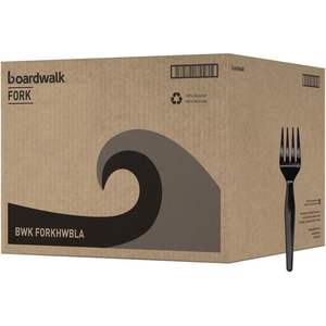 Fourchettes en polystyrène lourd Boardwalk noires, emballées individuellement, 1000/carton, pour hôtels, cuillères à thé pour mariages et fêtes - Product Image 6