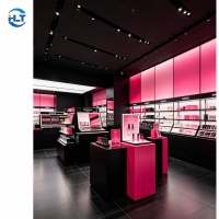 Vitrines et comptoirs d'exposition en bois avec éclairage LED, équipements personnalisés pour les boutiques de cosmétiques, les kiosques de centres commerciaux