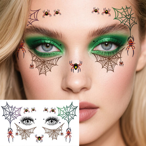 Tatouages en papier de luxe pour Halloween, imprimés par transfert, imperméables, longue durée, effrayants, originaux, <span class=keywords><strong>3D</strong></span>, en forme d'araignée, pour l'international - Product Image 4