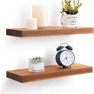 Wooden <b>Wall</b> <b>Shelf</b> 2 Tier Rectangle <b>Wall</b> <b>Mounted</b> For Bathroom Storage Display Rack - Product Image 3