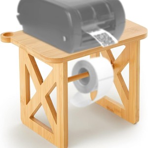 Wooden Label Holder Desktop <b>Printer</b> Stand Solid Wood Shelf For Office <b>Desk</b> Storage Rack With Roll Holder - Product Image 1